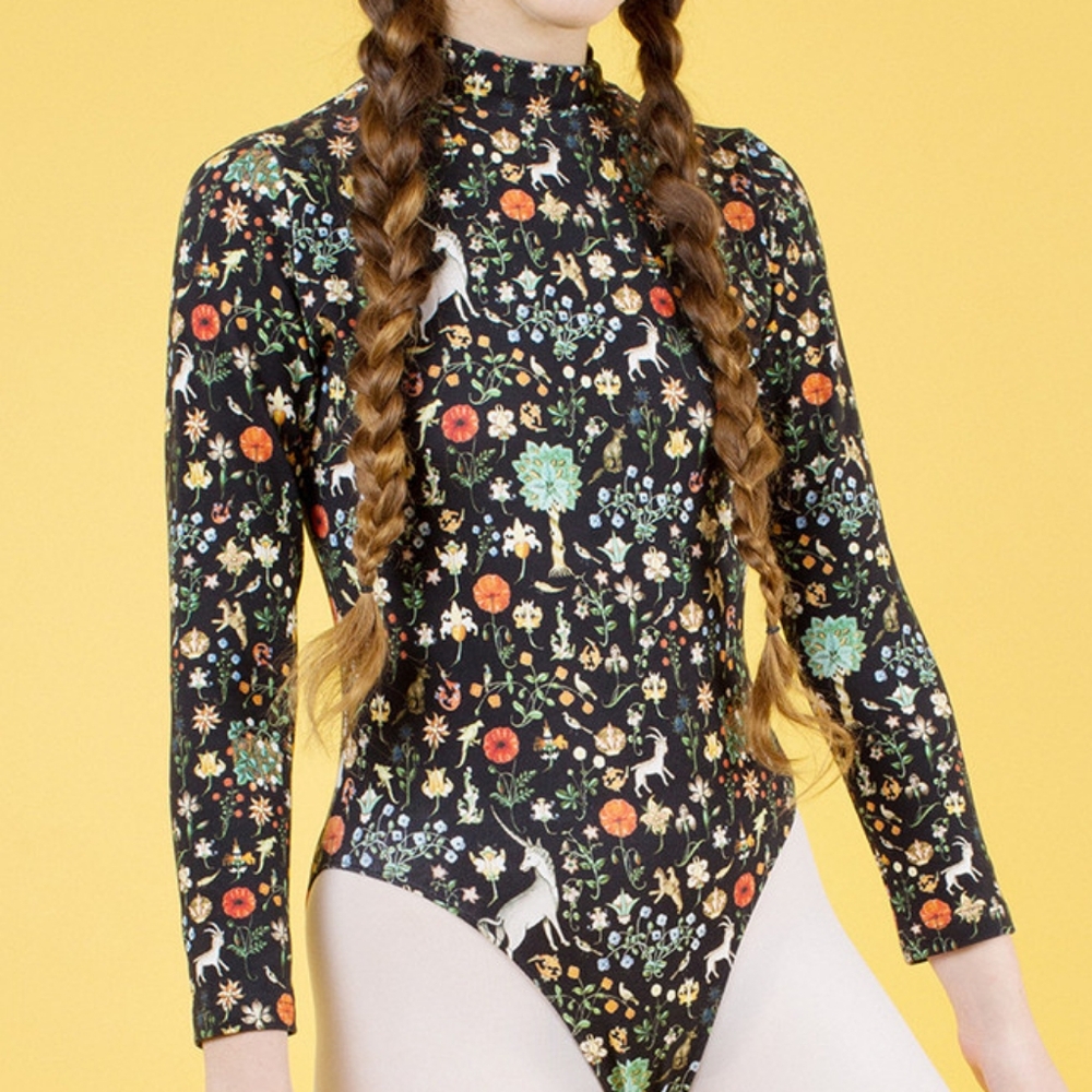 Samantha Pleet Illuminated Floral Unicorn Print Bodysuit XL